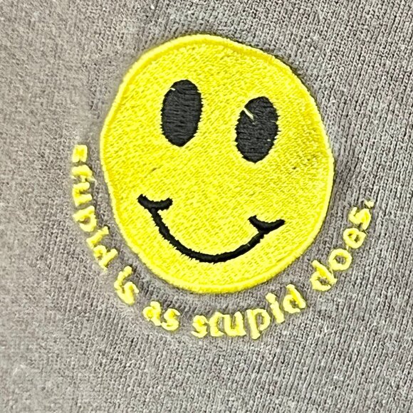 VINTAGE Bubba Gump Shrimp Co. Crew Neck Stupid is as Stupid Does Grey Sweatshirt - Picture 3 of 7